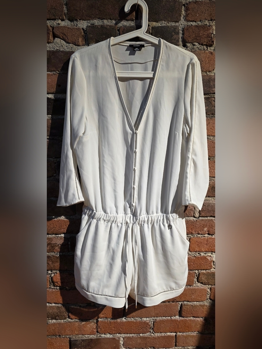 RUDSAK White Lightweight Blouse with Ladder Trim